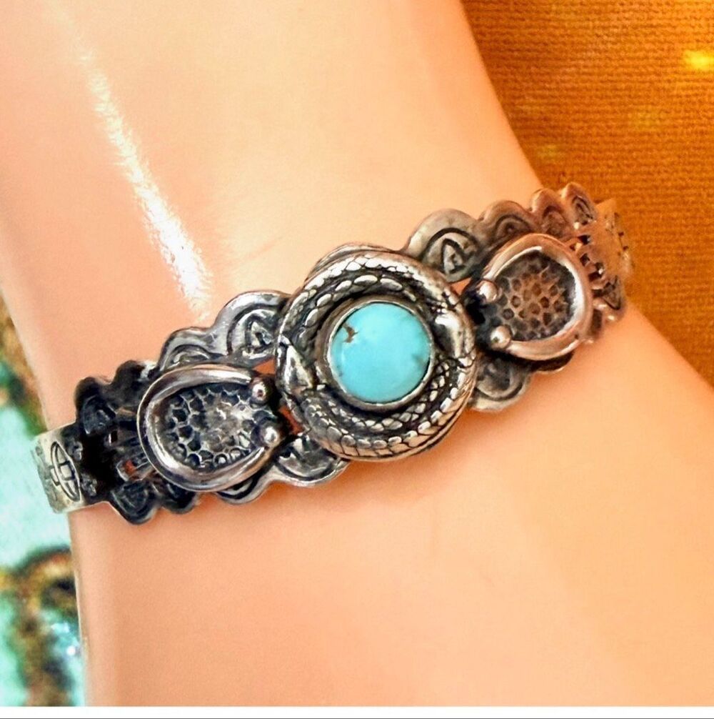 Southwestern Turquoise Color Snake Cuff Bracelet
